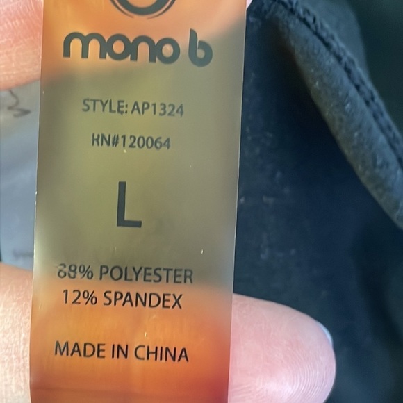 Mono B Black Yoga Leggings with Mesh Accent - Picture 6 of 6